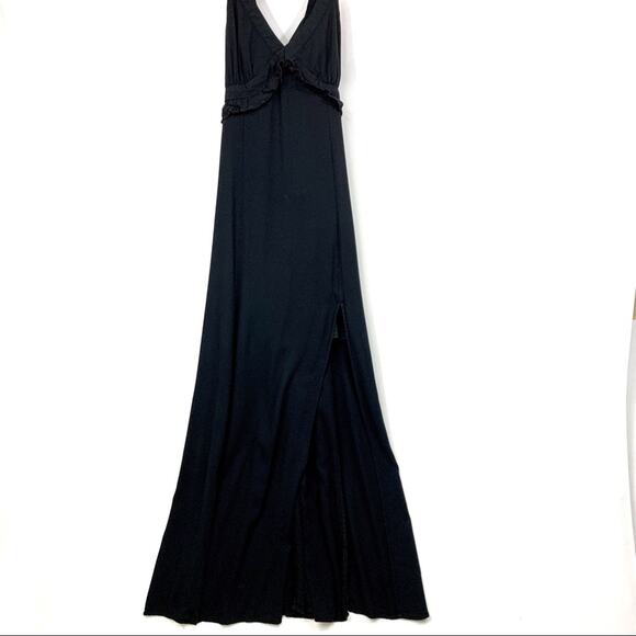 Forever 21 Maxi Sun Dress Black High Slit Medium - Picture 2 of 15